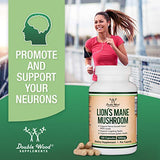 Lions Mane Supplement Mushroom Capsules (Two Month Supply - 120 Count) for Brain Support and Immune Health (Third Party Tested, Grown and Manufactured in The USA) by Double Wood