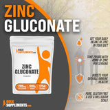 BulkSupplements.com Zinc Gluconate Powder - Zinc Supplements, Zinc 40mg, Zinc Powder - Zinc Mineral Supplement, for Immune Support - Gluten Free, 285mg per Serving, 500g (1.1 lbs)