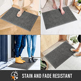 HIYARD Durable Front Door Mat, Absorbent Muddy Dirt Resist Welcome Door Mats Outdoor Indoor, Stain and Fade Resistant, Non-Slip Rubber Backing Low Profile Doormat for Entryway, 30×17, Grey