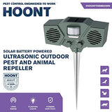 Hoont Solar Powered Motion Activated Ultrasonic with Flashing Strobe Light Outdoor Animal, Deer and Pest Repeller