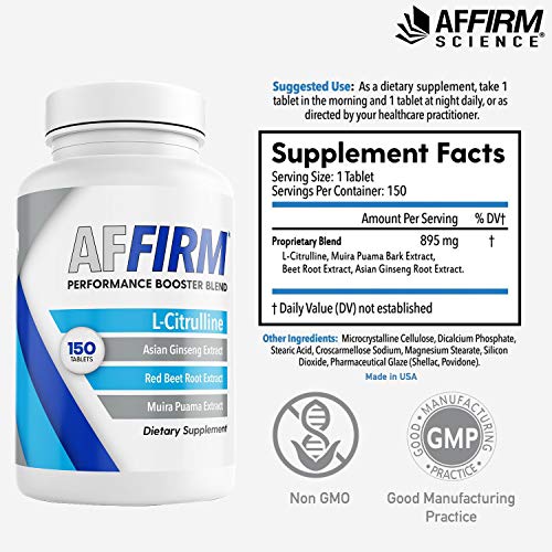 AFFIRM Science AFFIRM L-Citrulline Dietary Supplement 750mg 150 Tablets (75 Day Supply) | Improves Male ED Performance | Created by Dr. Judson Brandeis 1