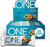 ONE Protein Bars, Chocolate Chip Cookie Dough, Gluten Free Protein Bars with 20g Protein and only 1g Sugar, Guilt-Free Snacking for High Protein Diets, 2.12 oz (12 Pack)