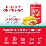 Designer Wellness Protein Smoothie, Real Fruit, 12g Protein, Low Carb, Zero Added Sugar, Gluten-Free, Non-GMO, No Artificial Colors or Flavors, Strawberry Banana, 12 Count