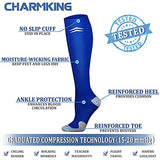 CHARMKING Compression Socks for Women & Men (8 Pairs) 15-20 mmHg Graduated Copper Support Socks are Best for Pregnant, Nurses - Boost Performance, Circulation, Knee High & Wide Calf (S/M, Multi 15)