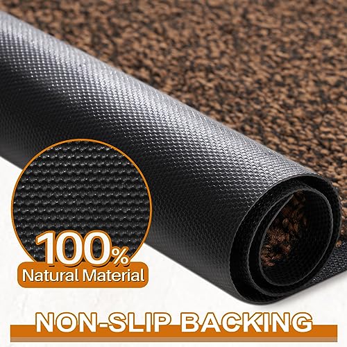 Mibao Dirt Trapper door mat for Indoor&Outdoor, 24" x 36", Brown Black,Washable Barrier , Heavy Duty Non-Slip Entrance Rug Shoes Scraper, Super Absorbent Front Carpet