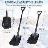 ZIHUA Car Snow Shovel for Vehicle,40" Folding Emergency Snow Shovel for Car,Snow Shovel for Car Driveway with Comfortable D-Grip Handle Portable,Car Trunk Snow Shovel (Black)