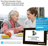 MAXCULUX 【Upgraded】 Digtal Clock with Day and Date for Seniors, Auto DST, 19 Alarms & Auto Dimmable, Non-Abbreviated Extra Large Clock for Elderly Dementia Alzheimers