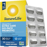 Renew Life Extra Care Go-Pack Probiotic Capsules, Daily Supplement Supports Immune, Digestive and Respiratory Health, L. Rhamnosus GG, Dairy, Soy and gluten-free, 30 Billion CFU, 30 Ct