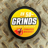 Grinds Coffee Pouches | 3 Cans of Cinnamon Whiskey | 18 Pouches Per Can | 1 Pouch eq. 1/2 Cup of Coffee (Cinnamon Whiskey)