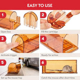 PATTLER® | Humane Mouse Trap for Indoor and Outdoor Home | Mechanical Reusable Live Mouse Traps Catch and Release Mice from Garden, Garage, Attic, Inn, Hotel | Orange | Pack of 2