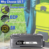 CaliHutt 【Upgrade!】 40V 6.0Ah Replacement Battery for Snow Joe/Sun Joe Ecosharp 40V Tools Lithium-ion Battery Snow Blower Lawn Mower Pressure Washer. 40V Wireless iON Models