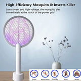 Amoszap Electric Fly Swatter Racket & Bug Zapper Racket, 2 in 1 Smart Mosquito Swatter with USB Rechargeable Base,with 4-Layer Safety Mesh,for Indoor and Outdoor