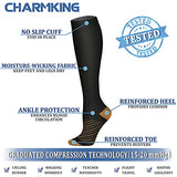 CHARMKING Compression Socks for Women & Men (8 Pairs) 15-20 mmHg Graduated Copper Support Socks are Best for Pregnant, Nurses - Boost Performance, Circulation, Knee High & Wide Calf (L/XL, Multi 26)