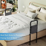 jianlian Bed Rail - Bed Rails for Elderly Adults Safety- Adjustable Adult Assist Rail Handle with Storage Pocket, Medical Bed Rail Fits King, Queen, Full, Twin Bed, Support Up to 300lbs,Black