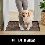 Gorilla Grip 100% Waterproof All-Season WeatherMax Doormat, Durable Natural Rubber, Stain and Fade Resistant, Low Profile, Indoor Outdoor Doormats, Easy Clean Patio Entry Mat, 17x29, Latte Quatrefoil