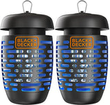 BLACK+DECKER Bug Zapper Electric Lantern with Insect Tray, Cleaning Brush, Light Bulb & Waterproof Design for Indoor & Outdoor Flies, Gnats & Mosquitoes Up to 625 Square Feet- 2 Pack