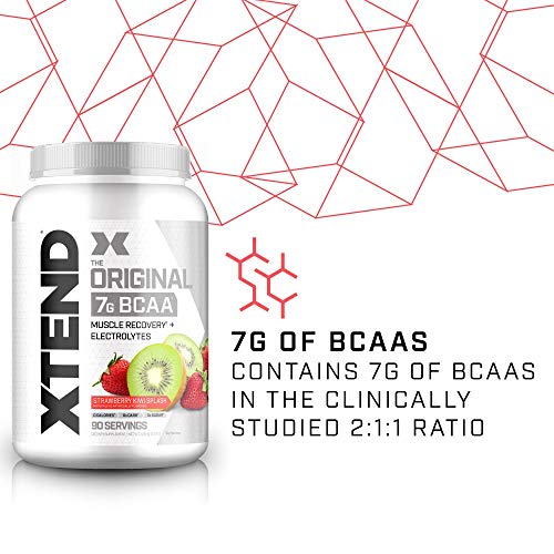 XTEND Original BCAA Powder Strawberry Kiwi Splash | Sugar Free Post Workout Muscle Recovery Drink with Amino Acids | 7g BCAAs for Men & Women | 90 Servings