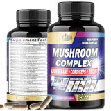 12000mg Mushroom Complex Supplements for 3-Month Supply - Brain Health, Immune System, Memory & Energy Production - 13in1 With Lions Mane Mushroom, Bacopa, Reishi & More - 90 Vegan Capsules