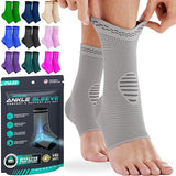 Modvel Ankle Brace for Women & Men - 1 Pair of Ankle Support Sleeve & Ankle Wrap - Compression Ankle Brace for Sprained Ankle, Achilles Tendonitis, Plantar Fasciitis, & Injured Foot - X-Large, Gray