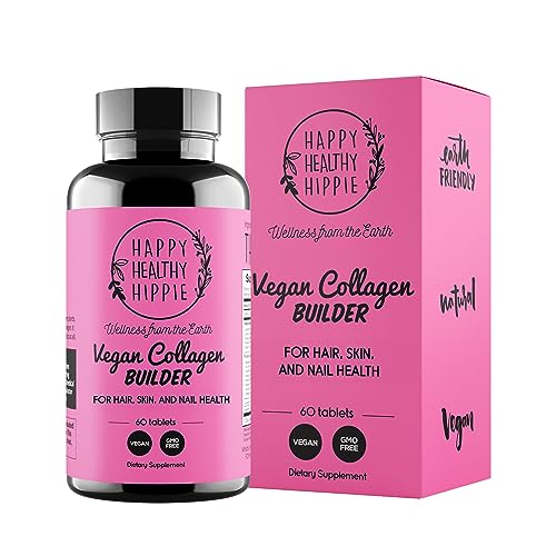 Vegan Collagen Builder – Collagen Pills for Youthful Glow | Keratin & Elastin Builder for Skin, Hair, Nails, Bones, Cartilage, Tendons | Collagen for Women, Vegetarian | Non-GMO, 60ct