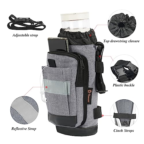 Crutch Bag Lightweight Crutch Accessories Storage Pouch with Reflective Strap and Front Zipper Pocket for Universal Crutch Bag to Keep Item Safety (Light Gray)