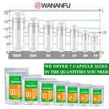 wananfu Size 00 Empty Capsules Vegetarian (500 Count) Bundle with Micro Lab Spoon, Clear Fillable Veggie Pill Capsules 00 for Making Your Own Supplements