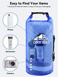 HEETA Waterproof Dry Bag for Women Men, Roll Top Lightweight Dry Storage Bag Backpack with Phone Case for Travel, Swimming, Boating, Kayaking, Camping and Beach, Transparent Bluish Violet 10L