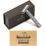 Adjustable Double Edge Safety Razor, The Emperor by VIKINGS BLADE, Long & Fat Handle, Butterfly Twist-To-Open, Eco Friendly, Luxury Case. Smooth, Close, Clean Shaving Razor (Frosted Chrome)