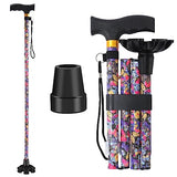 Walking Cane ATMTV Cane for Woman | Mobility & Daily Living Aids | 5-Level Height Adjustable Walking Stick | Comfortable Plastic T-Handle Portable Folding Cane with Replace Tip Butterfly Printing