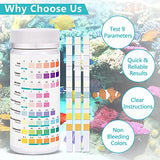 Aquarium Test Strips for Freshwater Fish: 9 in 1 Fish Tank Water Testing Kit for Aquarium Pond - Testing Nitrate Nitrite Hardness Free Chlorine pH Carbonate Total Alkalinity-100 Strips