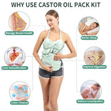KANAV 2 Pack Castor Oil Pack Wrap for Breast & Waist - Reusable Organic Cotton Flannel Castor Oil Packs for Liver Detox Constipation Insomnia and Inflammation (Oil Not Included)