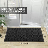 Yimobra Durable Front Door Mats, Heavy Duty Water Absorbent Mud Resistant Easy Clean Entry Outdoor Indoor Rugs,Non Slip Backing, Exterior Mats for Outside Patio Porch Farmhouse,36 x 24, Black