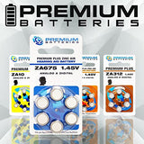 Premium Batteries Size 675, ZA675, PR44, P675 1.45V Zinc Air Hearing Aid Batteries Blue Tab (120 Batteries)