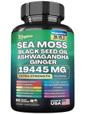 Zoyava Magic Moss Blend Sea Moss 7000mg Ashwagandha 2000mg Black Seed Oil 4000mg Burdock 2000mg Turmeric 2000mg Bladderwrack 2000mg & Ginger Vitamin C, D3 with Elderberry Manuka, Cholorophyll