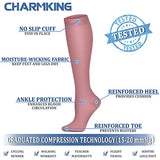 CHARMKING Compression Socks for Women & Men (8 Pairs) 15-20 mmHg Graduated Copper Support Socks are Best for Pregnant, Nurses - Boost Performance, Circulation, Knee High & Wide Calf (S/M, Multi 43)