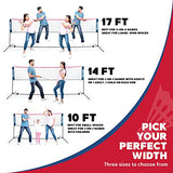 BOULDER Portable Badminton Net Set - for Tennis, Soccer Tennis, Pickleball, Kids Volleyball - Easy Setup Nylon Sports Net with Poles (Blue/Red, 10 FT)