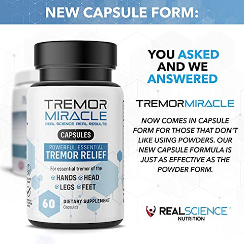 Real Science Nutrition Tremor Miracle Capsules - Essential Tremor Herbal Capsule Supplement  for Hands, Legs, Feet, Head Tremors 