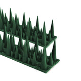 BUGG OFF - Bird & Rodent Spikes, Unique Spike Pattern effecitviely deteres Pesky Pigeons, Squirrels, Raccoons. Installs on Fences, Gates, Roofs, Walls and More! (62 Feet, Green Plastic)