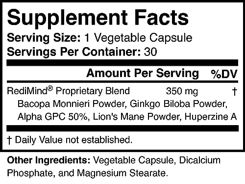 RediMind - Natural Cognitive Enhancement Supplement Capsule - Non-GMO, Vegan, Gluten-Free