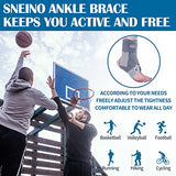 SNEINO Ankle Brace for Women & Men - Ankle Brace for Sprained Ankle, Adjustable Lace Up Ankle Brace for Running, Basketball, Volleyball, Ankle Support Brace for Sprain, Injury Recovery, Grey-Medium