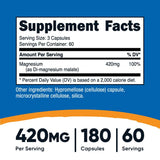 Nutricost Magnesium Malate 420mg, 180 Capsules - 420mg of Magnesium Per Serving, 60 Servings - Vegetarian, Non-GMO, Gluten Free