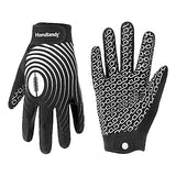 HANDLANDY Sticky Youth Football Gloves for Boys Girls, Cool Flexible Kids Football Gloves, Silicone Grip Wide Receiver Gloves Youth (Black and White, Small)