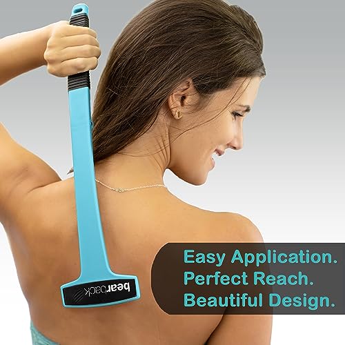 bearback Lotion Applicator for Back & Body. Premium 17" Long Handle Folding Applicator for Sunscreen | Self-Tanner | Body Lotion | Medication. 2 Foam Rollers Included. US Owned Small Business (Teal)