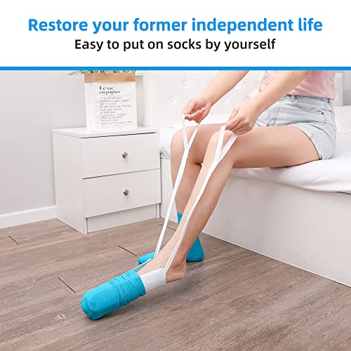 Fanwer Sock Aid, Sock Assistant Device no Bending, Sock Helper, Sock Puller Aid Easy on and Off, for Seniors Pregnant After Hip Surgery Knee Surgery