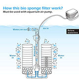 hygger Sponge Filter, Aquarium Filter Double Sponge Replaceable Media with 4 Biochemical Sponges and 1 Bag of Filtered Ceramic Balls Ultra Quiet Filter Fish Tank (S/M)