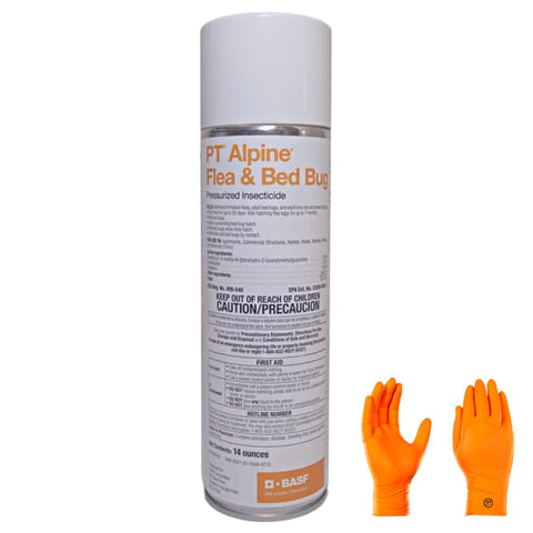 Alpine Flea & Bed Bug Pressurized Insecticide - Heavy Duty flea and Bed Bug Control with USA Supply Protective Gloves