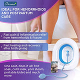 Sitz Bath for Hemorrhoids Soak and Postpartum Care | Toilet Seat | Bartholin Cyst Tub | at Home Soaking Procedures for Man and Detox Vaginal Steaming for Women with Massage Hand Flusher