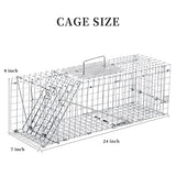 Meibangzz Animal Traps,Live Animal Trap for Cats,Rabbits, Squirrels,cat Trap for Stray Cats, Live Traps for Raccoons, Stainless Steel Foldable with Pedal Triggers (24 x 7 x 8 inches)