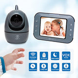 TimeFlys Baby Monitor with Camera and Audio, 3.5''Display, Pan-Tilt-Zoom Video, Night Vision, 2-Way Talk, Temperature, 8 Lullabies and 1000ft Range Baby Monitor No WiFi for Elderly Pet