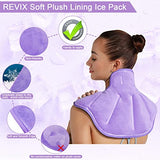 REVIX Shoulder Ice Pack for Injuries Reusable Gel Large Neck Shoulder Ice Pack Wrap for Upper Back Pain Relief, Swelling, Bruises, and Sprains, Purple